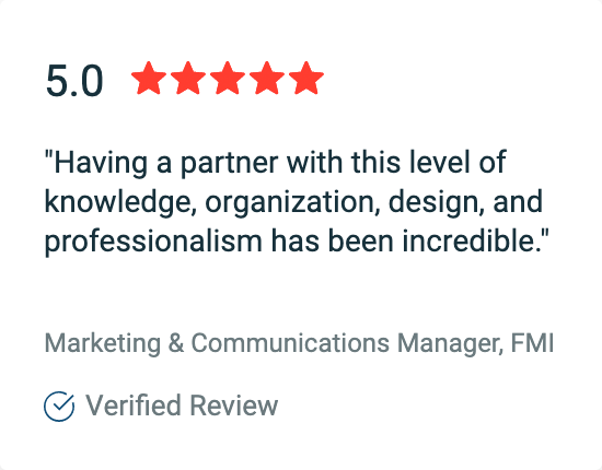 Five-star review from FMI for website